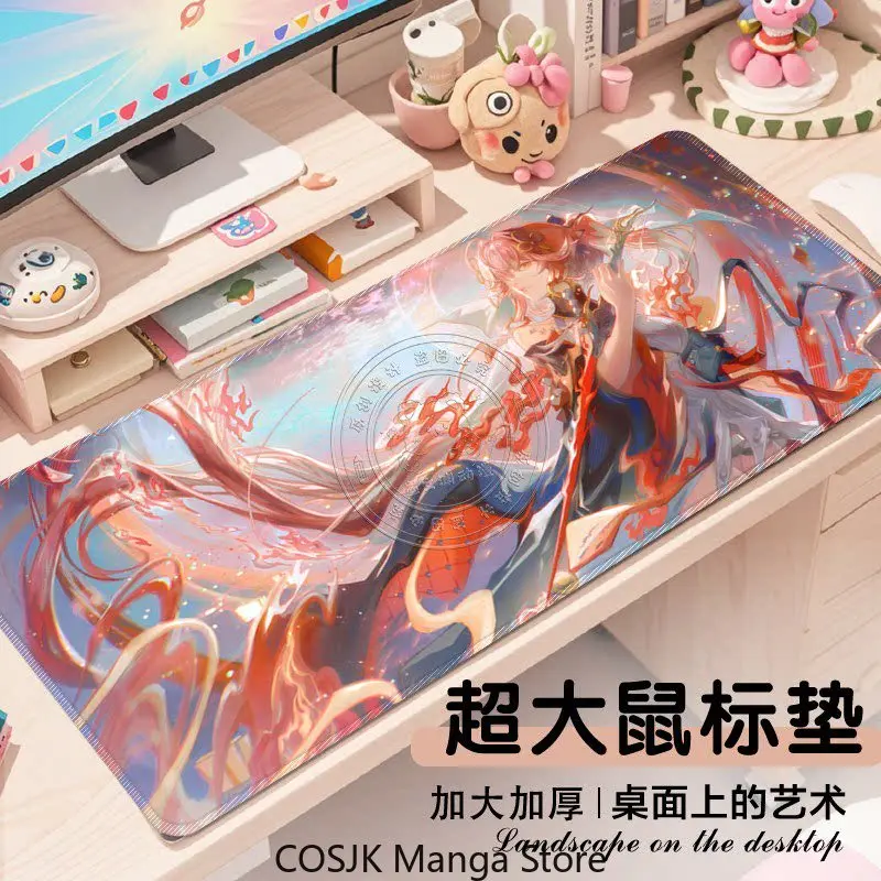 Anime Wuthering Waves Extended Mouse Pad Big Size Desk Pad Stitched Edges Smooth Surface Anti-Slip Computer Laptop Mat view 2