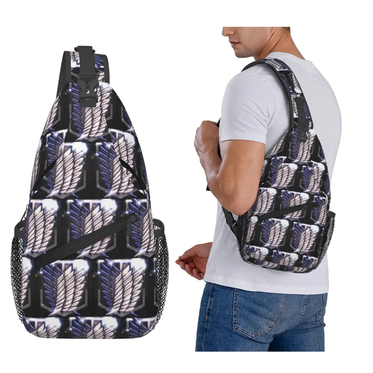 

Attack On Titan Chest Bag Men Sling Crossbody Backpack Chest Bag Travel Hiking Daypack Shoulder Bag