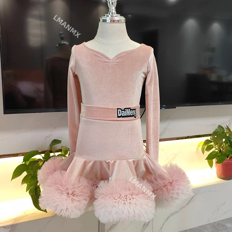 

Платье для латинских танцев для девочек. Детский комплект для тренировок на осень и зиму 2025 года. Высококачественное платье для выступлений.