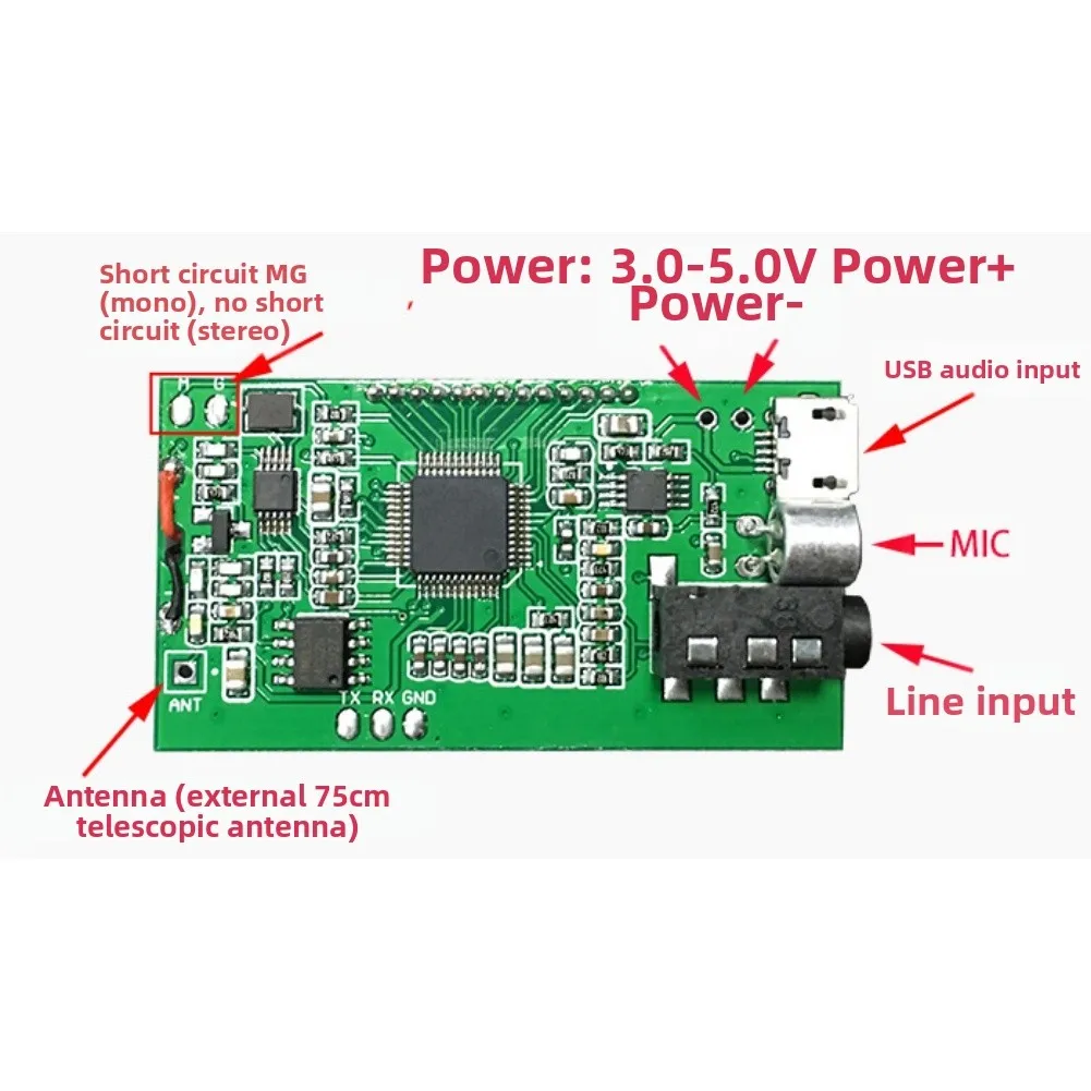 

FM transmitter module digital frequency modulation stereo transmitter with LCD display and low power consumption