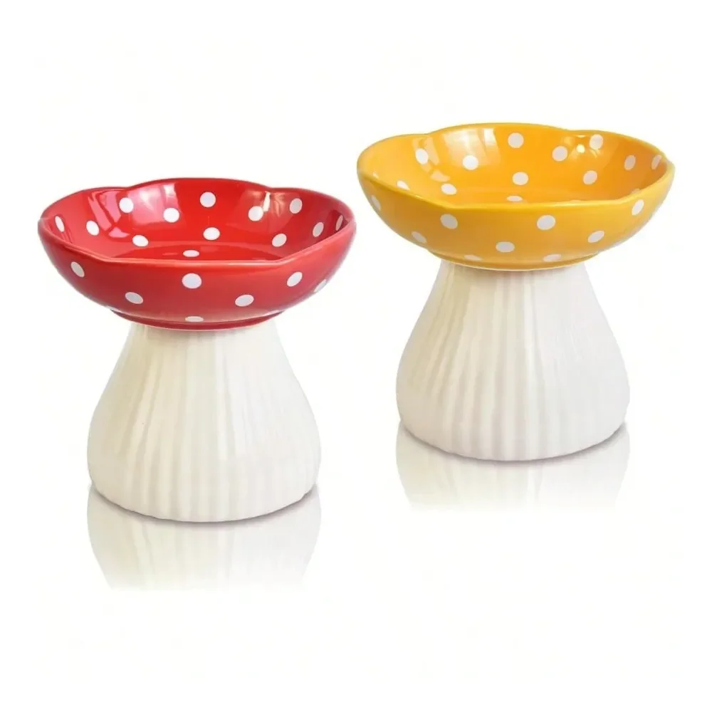 

Dog Bowl Dog SuppliesRaised Mushroom Cat Bowl Set Cute Elevated Cat Bowls Whisker Friendly Raised Dish For Food And Water RedYel