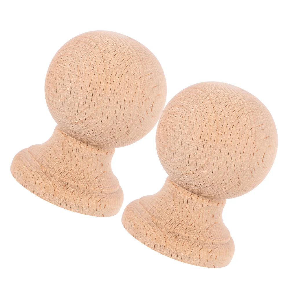 

2Pcs Solid Wood Finials for Furniture Stairs Fence Decorative Pillar Unfinished Round Ball Elegant Design Intricate