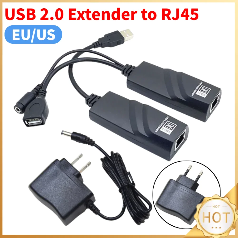 

USB Ethernet Extender with Power Adapter USB 2.0 Network Cable Extender To RJ45 Over Cat5 Cat5E Cat6 for Camera Mouse Keyboard