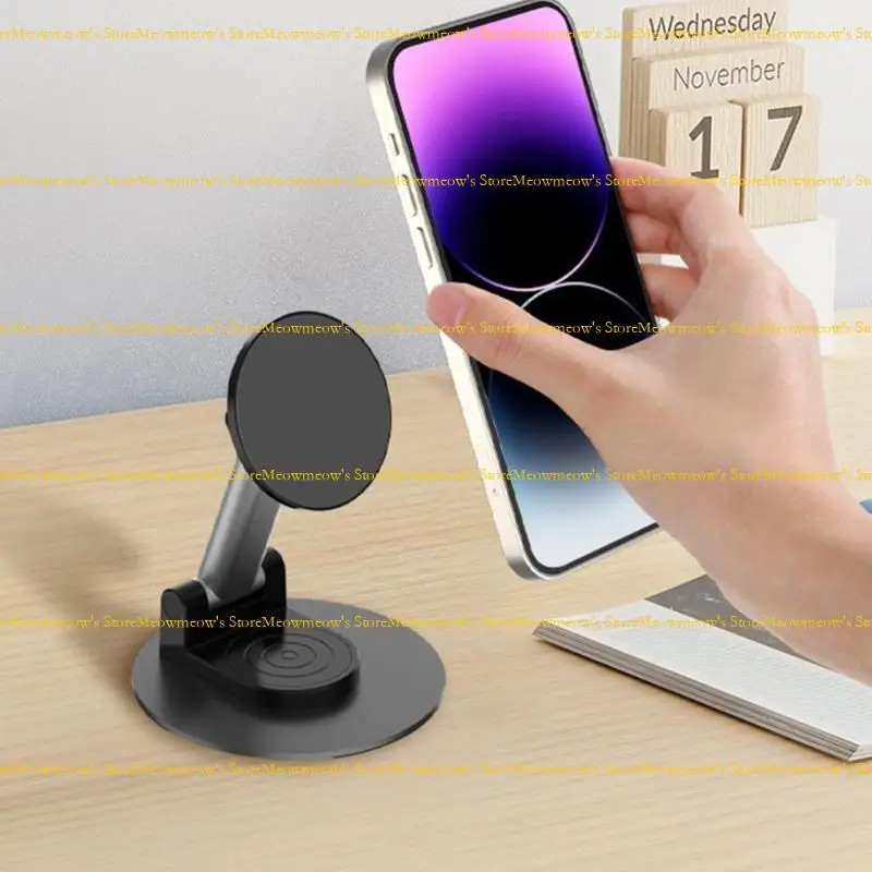 W91A Tabletop الهاتف المحمول حامل سطح المكتب المحمول حامل الهاتف المغناطيسي 360 درجة حامل الهاتف الدوار للهاتف 16 15 14