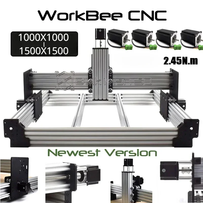 20 % Rabatt auf BulkMan3D Neuestes V2.2 WorkBee CNC-Fräsmaschinen-Set mit Tingle-Spannschraube, angetriebener 4-Achsen-Holz-CNC-Fräsgravierer