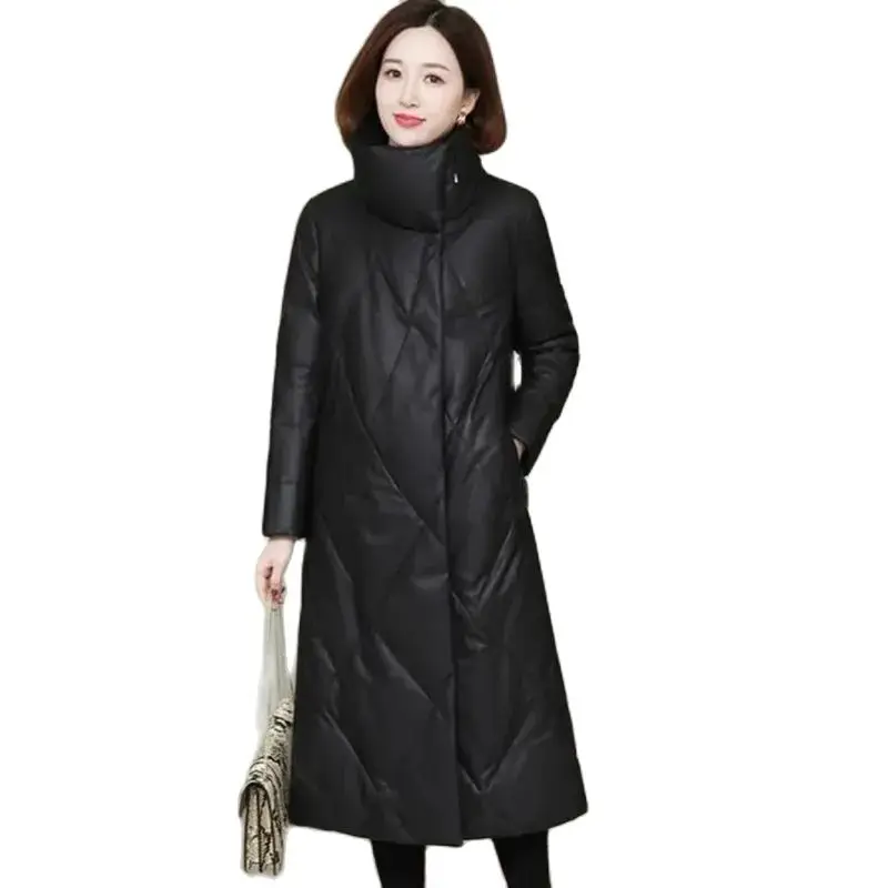 Women PU Leather Overcoat  Winter Coat Jacket Warm Parkas 2023 New Female Thickened Cotton-Padded Coats Femme Windbreaker