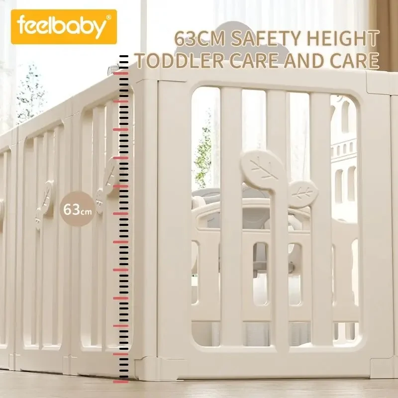 Feelbaby Indoor Plastic Playpen for Toddlers, Safety Playpen with Slide and Swing