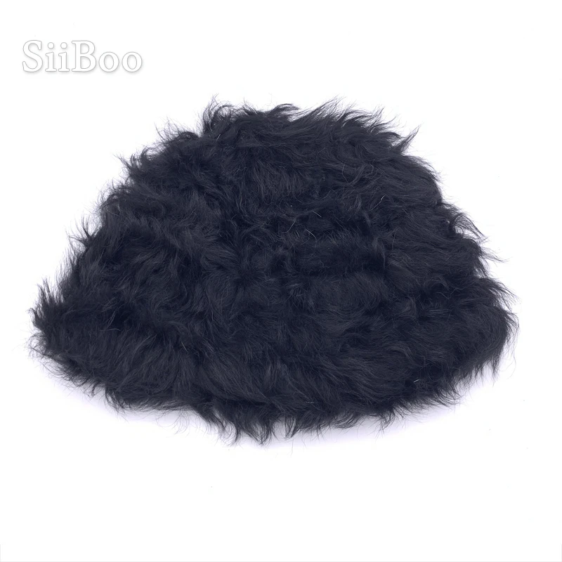 Novmoop authentic sheep fur women hat curling real fur braid beanie LT3580