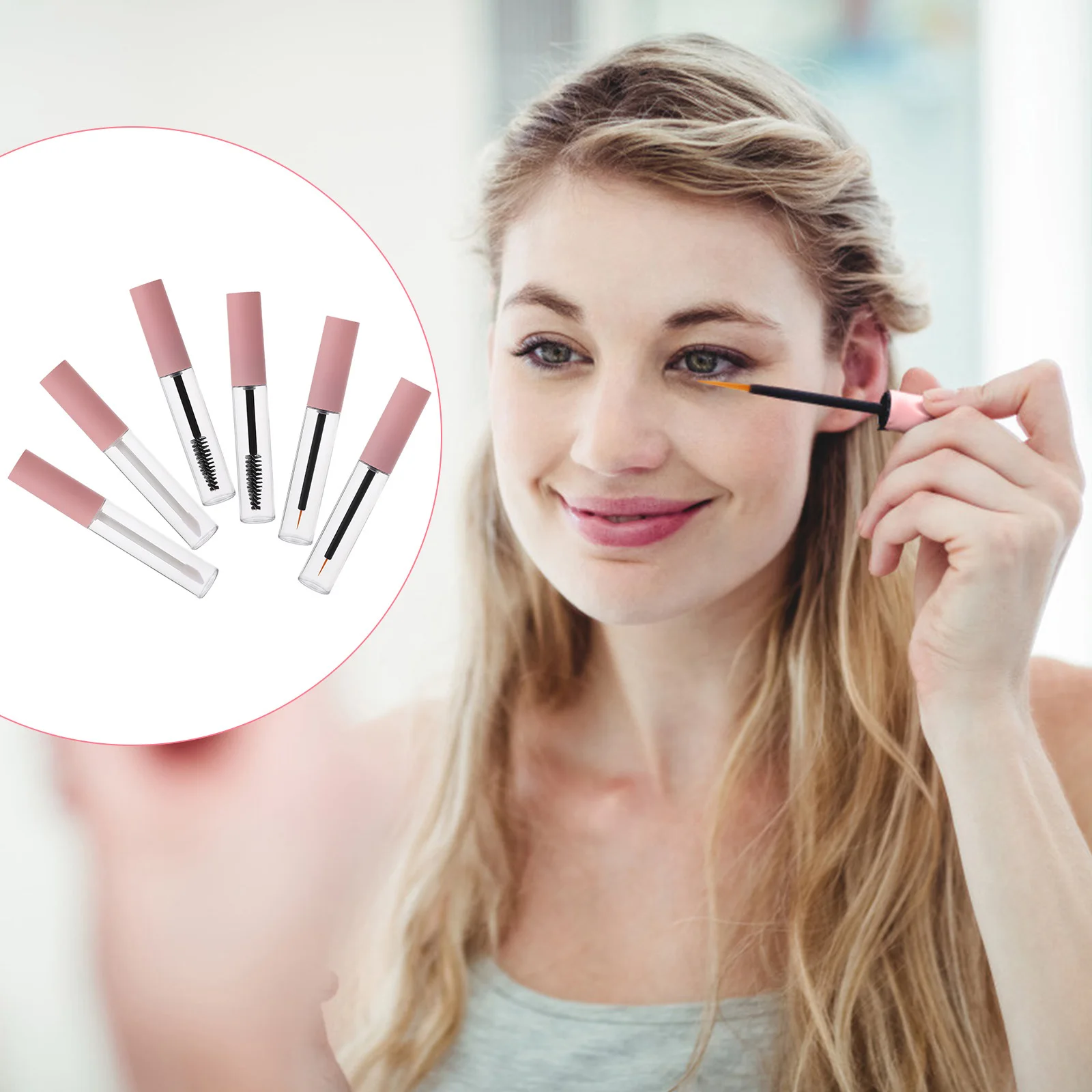 6 pçs tubos de rímel à prova de vazamento plástico vazio cílios delineador garrafas de brilho labial durável armazenamento de maquiagem tubo de rímel