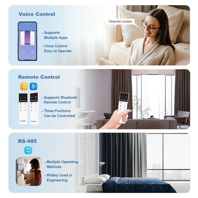 【2026】 ARODDY 1.8-3m Alexa Compatible Plug Powered Heavy Duty Metal Automatic Curtain Track System With Control For Modern Home
