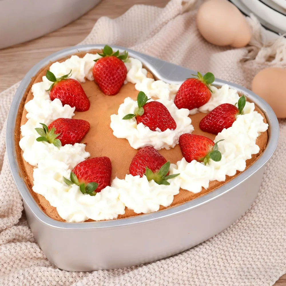 4pcs/pack Heart Shape Cake Mold DIY Decorative Cake Pan 4/6/8/10inches Aluminum Alloy Mousse Removable Bottom Muffin Baking Tool