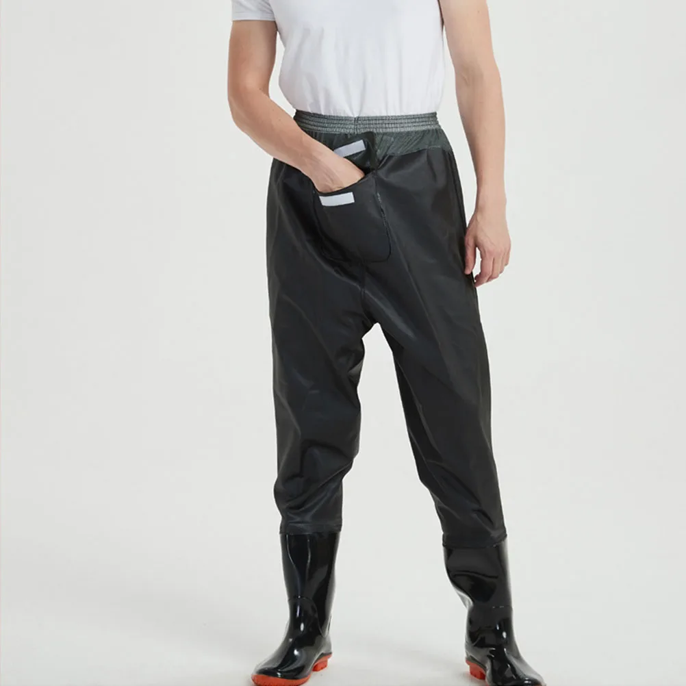 

Breathable Fishing Pants Lightweight Waterproof Pants for Male Trousers Half Body Fishing Gear with Shoe Storage Durable
