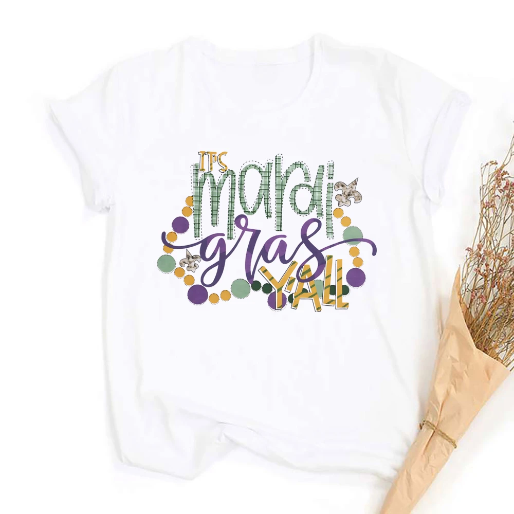 Mardi Gras Shirts for Women New Orleans Graphic Shirt Funny Saying Blouse Carnival Party Tops Carnival Mardi Gras Shirts