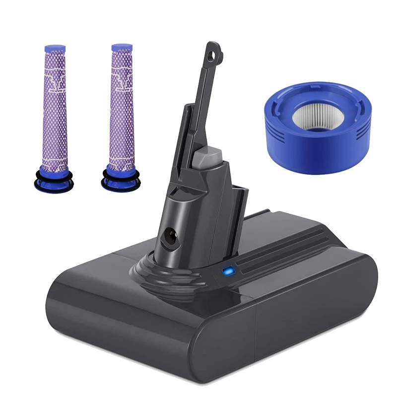 Replace V7 Battery Adapter+2Xpre-Filter+Rear Filter 21.6V For Dyson V7 Animal/Extra/Absolute/Trigger Vacuum Cleaners