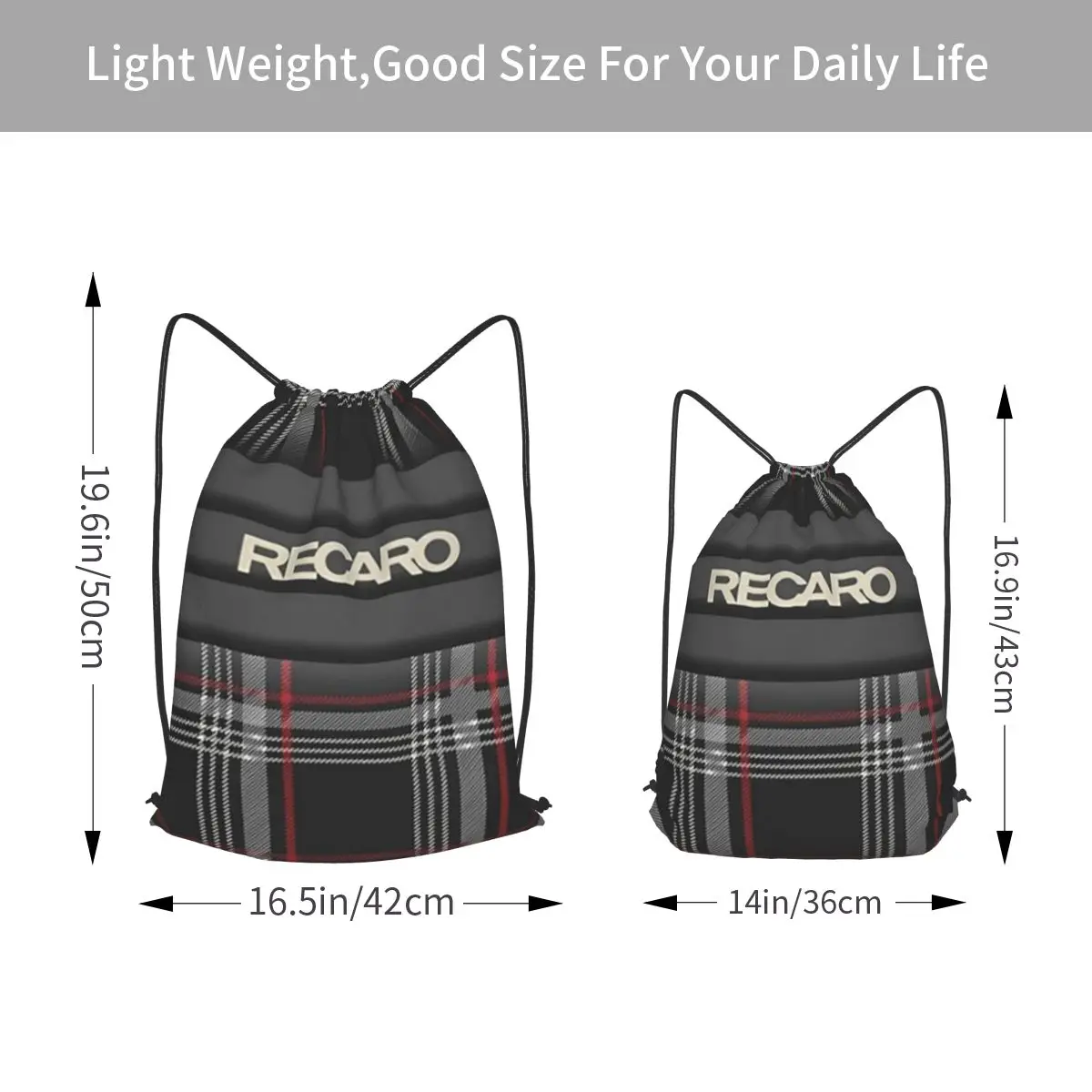 Tartan Plaid Recaros Backpacks Casual Drawstring Bundle Pocket Shoes Bag Book Bags for Man Woman Students view 6