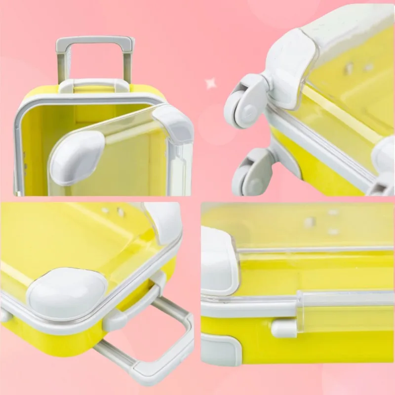 7pc Mini transparent Suitcase Candy Party Storage Box Small Items Travel False Eyelashes Jewelry Display Simulation Trolley Case