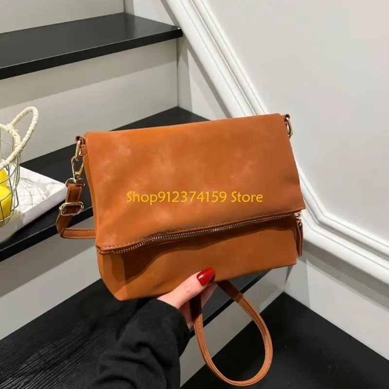 G5AE Elegant Flap Top Shoulder Bag For Women Adjustable Crossbody Strap Ample Storage Modern PU Leather Handbag