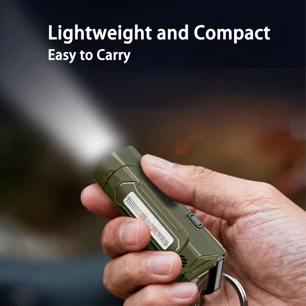 TAIKOO Mini Multifunctional EDC High-Power Rechargeable Red Laser Buzzer Alarm Strong Magnetic Keychain Flashlight