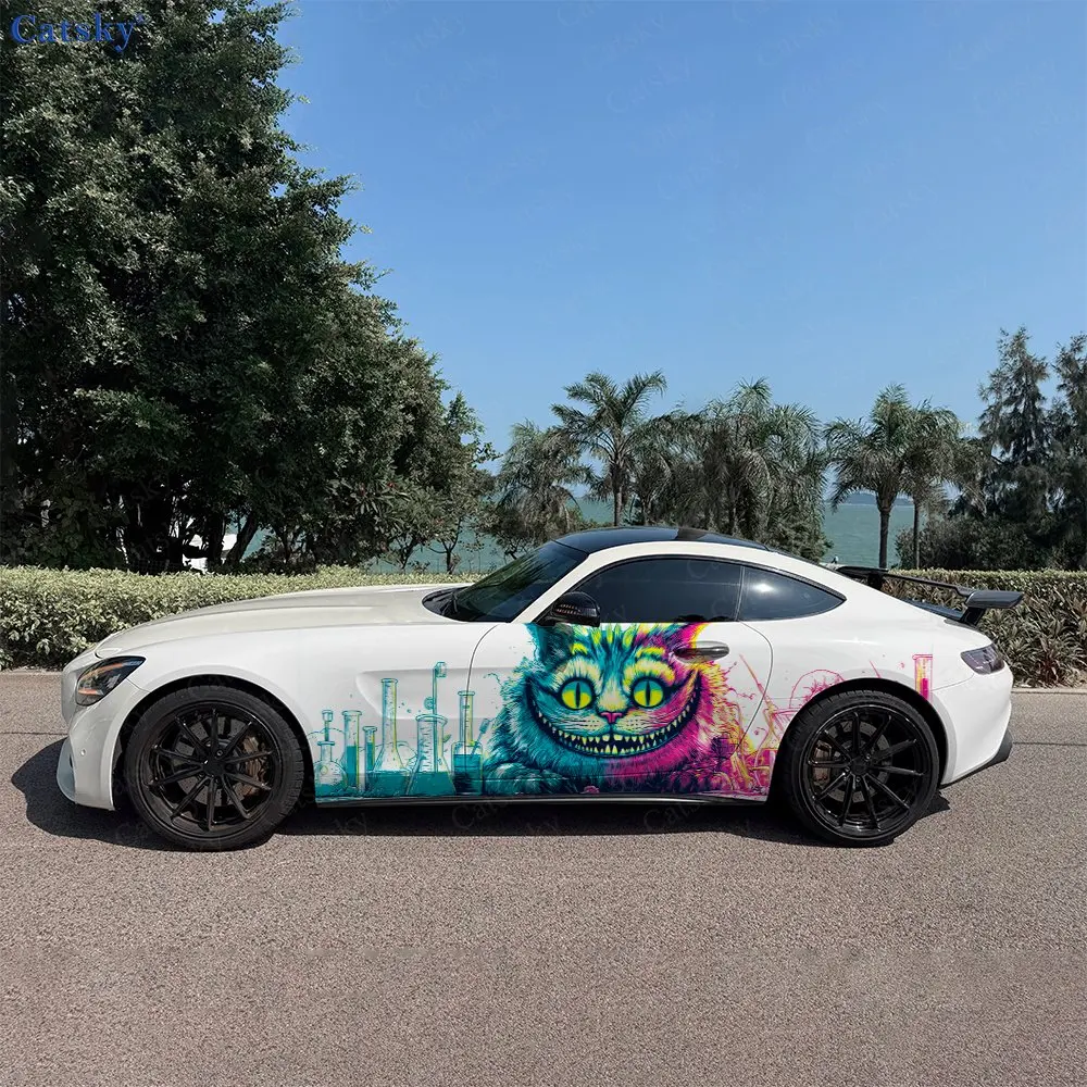 2pcs Cheshire Cat Experiment Shadow, Durable, Fade-resistant, Enhance Vehicle Aesthetics With Artistic Design Car Vinyl Wraps