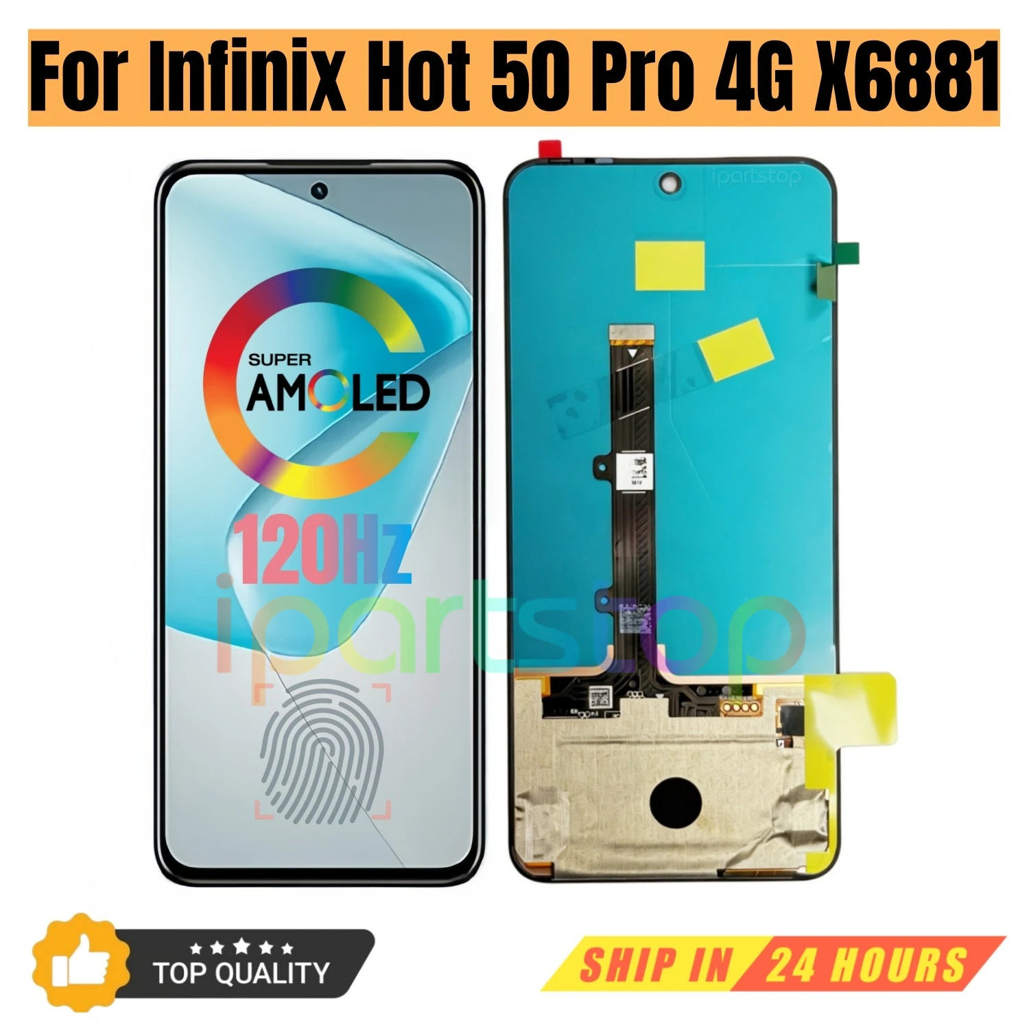 

iParts New Display Replacement for Infinix Hot 50 Pro 4G X6881 120Hz AMOLED Touch Screen with Frame Assembly OEM all Functions