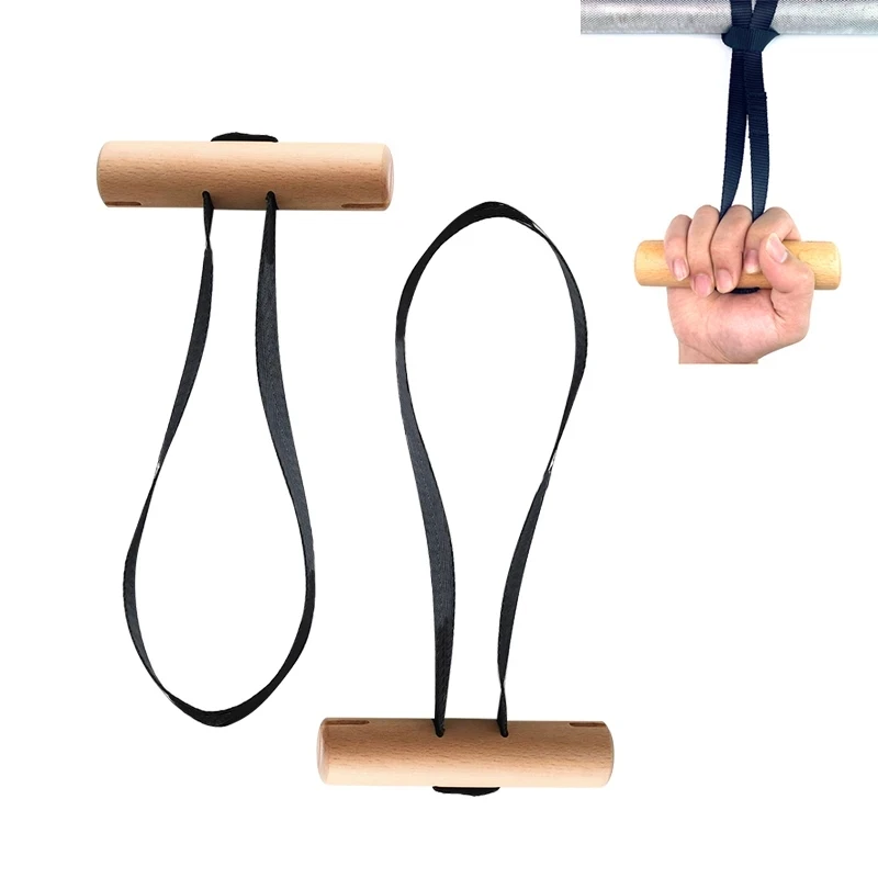 

Pull Up Handles Wooden Grips Exercise Resistance Bands Handle Workout Home Gym Deadlift Weightlifting Fitness Accessories