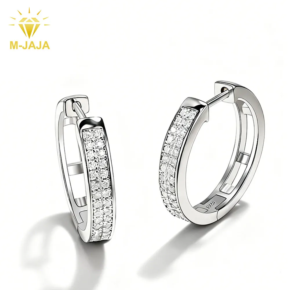 M-JAJA 20mm Moissanite Hoop Earrings S925 Sterling Silver for Women 18K White Gold Plated Diamond Earrings Party Fine Jewelry