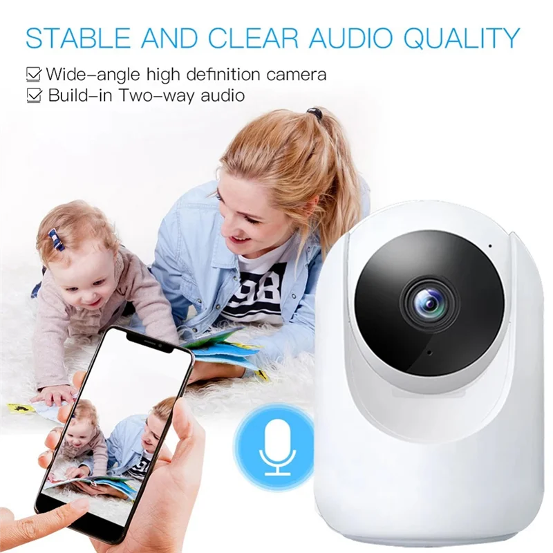

Wi-Fi камера HD 1080P IP-камера Беспроводная домашняя камера безопасности ночного видения с автоматическим отслеживанием для приложения Tuya с вилкой стандарта США