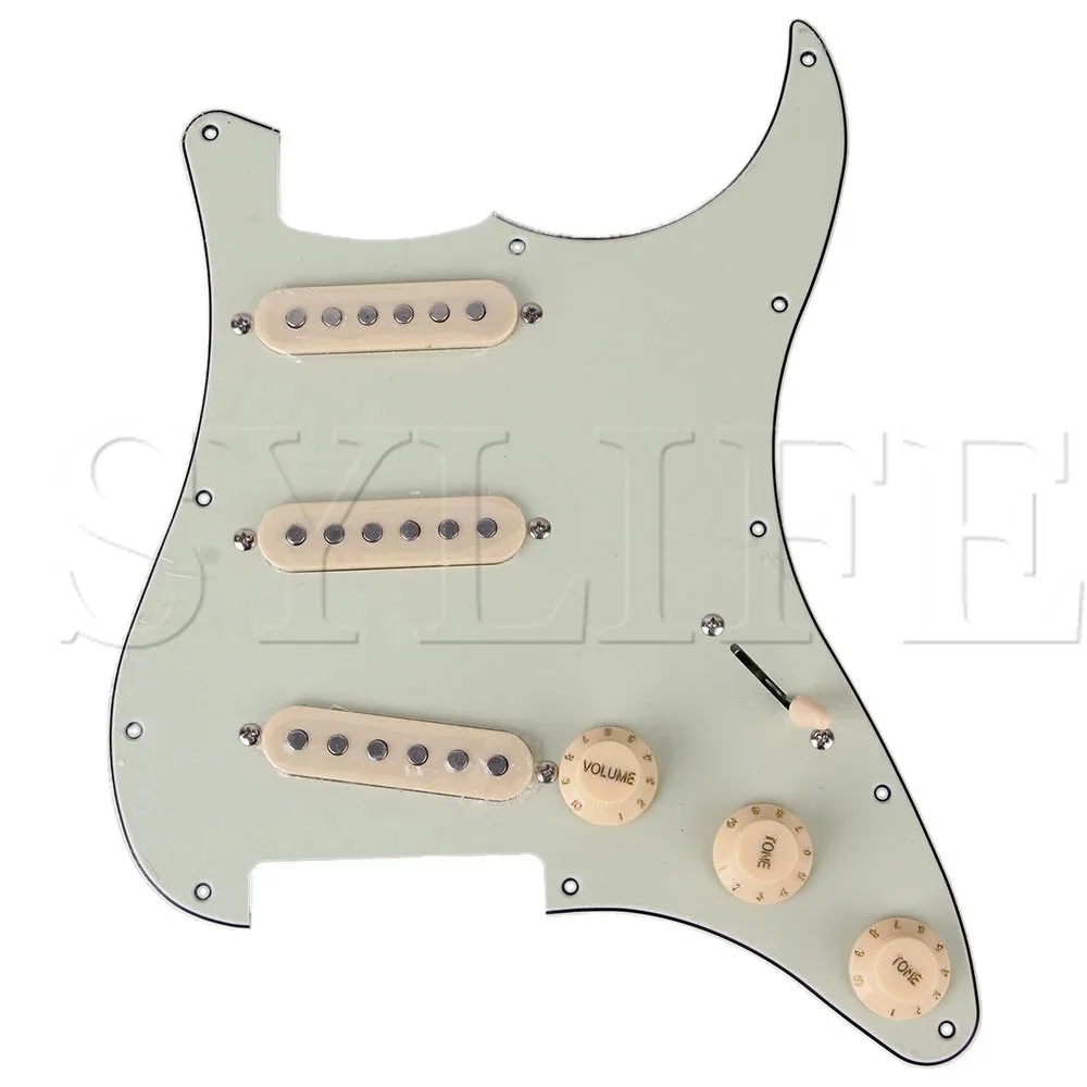 Green 3Ply PVC SSS Scratch Plate Prewired Pickguard for Electric Guitar