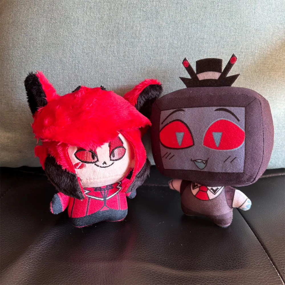 15cm Alastor 3V Vox Plush Toys Bag Keychain Funny Anime Animation Hazbin Hotel Character Figure Plushie Keys Chain Pendant Doll