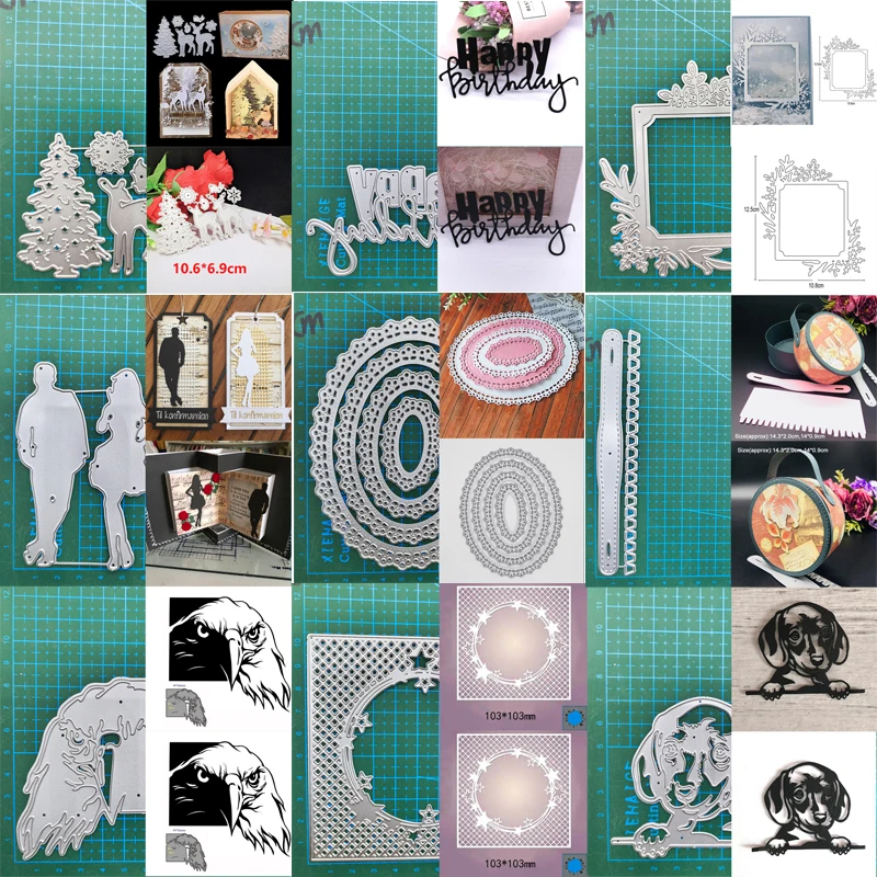 Metalls ch neiden sterben Weihnachten Hirsch quadratischen Rahmen Adler Hund Liebhaber Sammelalbum Papier Handwerk Album handgemachte Karte Vorlage
