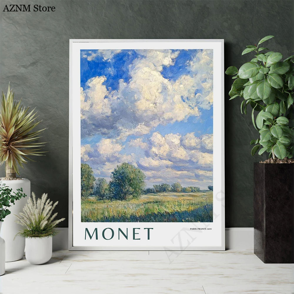 Monet Poppy Field Poster Modern Floral Prints Canvas Painting Claude Monet Wall Art Pictures Home Room Impressionism Decoration2