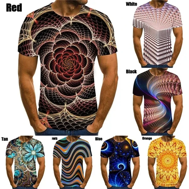 Summer Men Fashion Psychedelic Colorful Abstract 3D Printing Trippy T-shirt Men Personality Hip-hop Funny Short-sleeved T Shirts