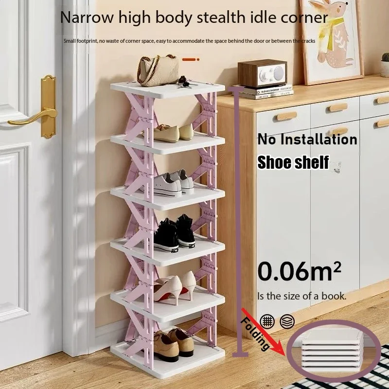 

6 Tier Folding Shoe Rack Multi-folding No Installation Home Storage Shelf Dormitory Multifunctional Economic Storage Shoe Rack