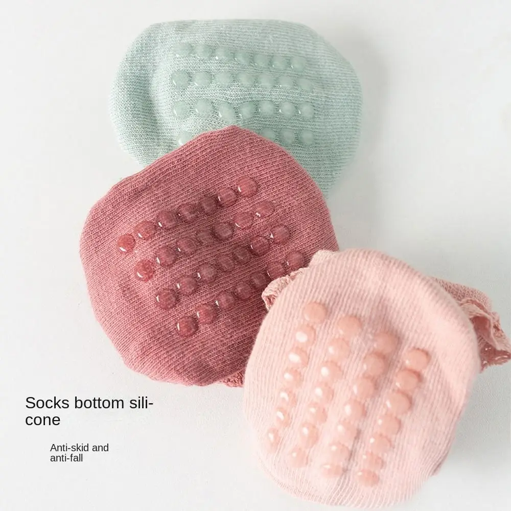 Fashion Breathable Socks Solid Color Dispensing Glue Newborn Stockings Cotton Non-slip Floor Socks Toddler