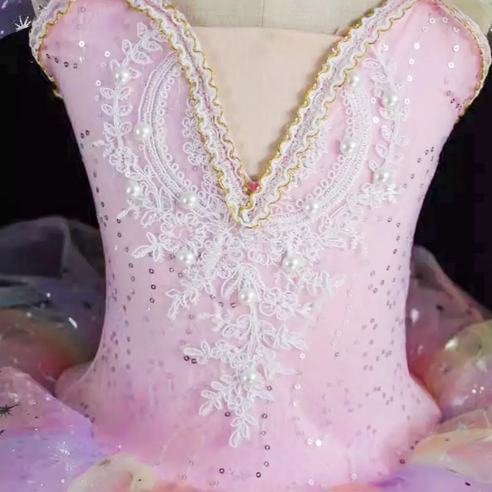 Robe de Ballet à paillettes pour enfants, Tutu de Ballet bouffant de perles, robe de soirée moderne, robe de princesse de danse