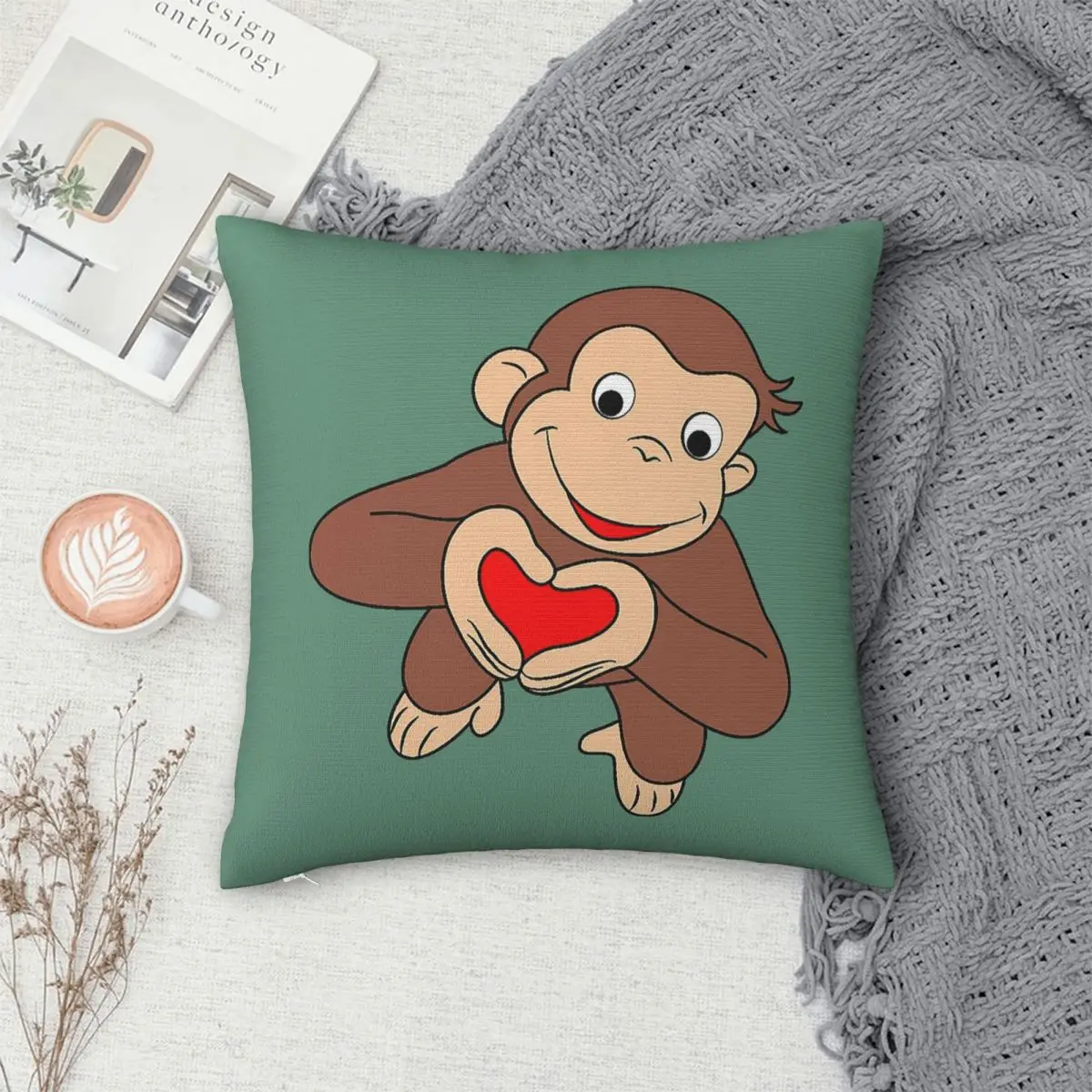 George The Curious Monkey Square Pillowcase Cushion Cover Pillow Case Throw Pillow Cover for Home Bedroom Car
