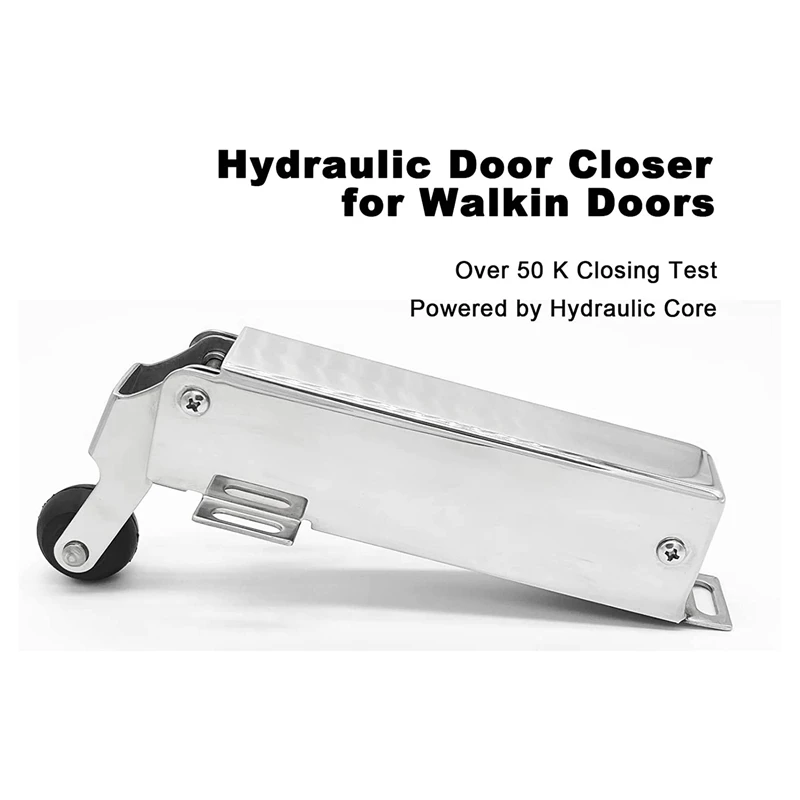 Stainless Steel Door Closer With Adjustable Wide Hook Replacement, Flush To Walk In Doors 3/4 Inch Offset