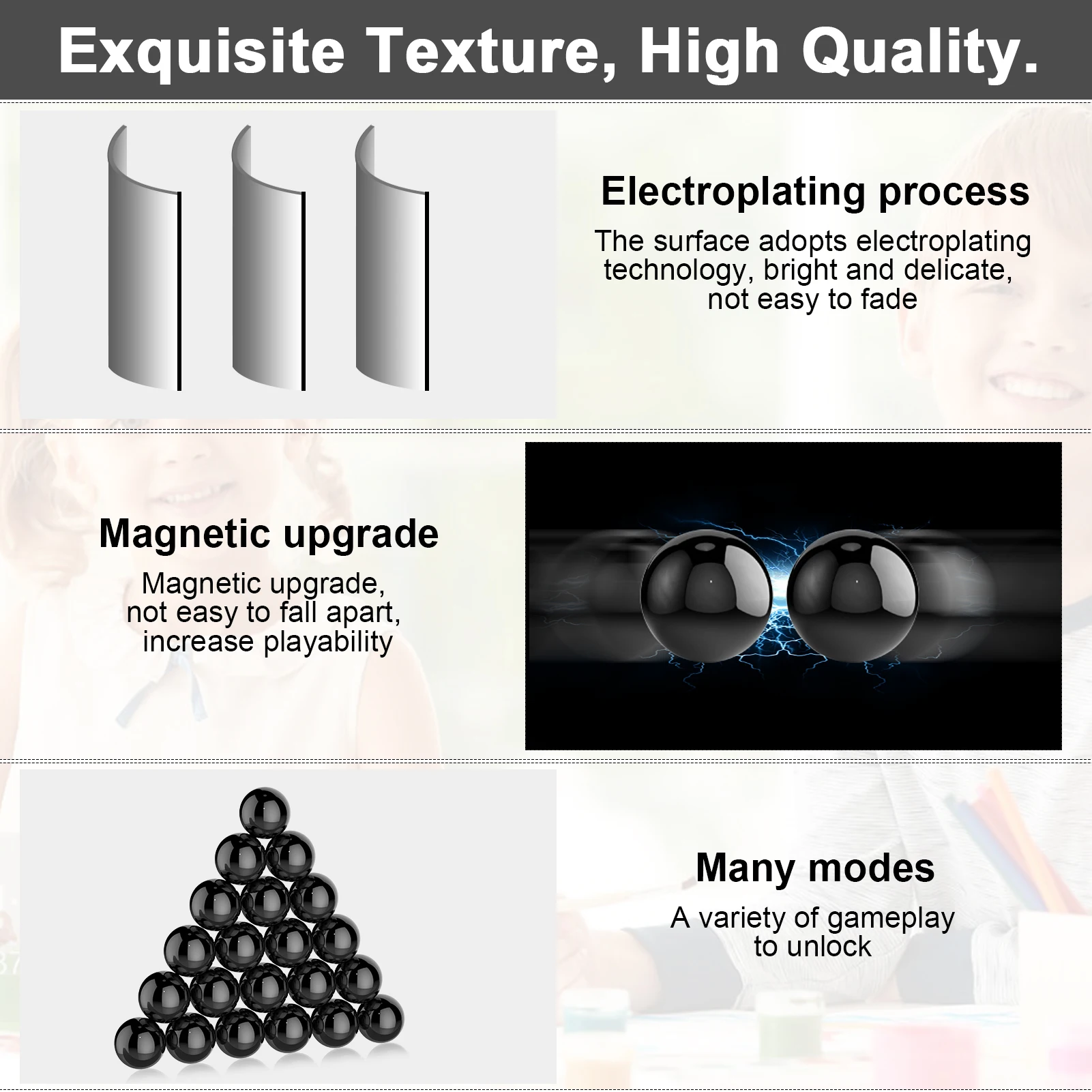 21 pièces aimant boule noire Fidget jouet bricolage hématite pierres jouets pour adultes Kit scientifique pour soulager l'anxiété hochet magnétique serpent cadeau