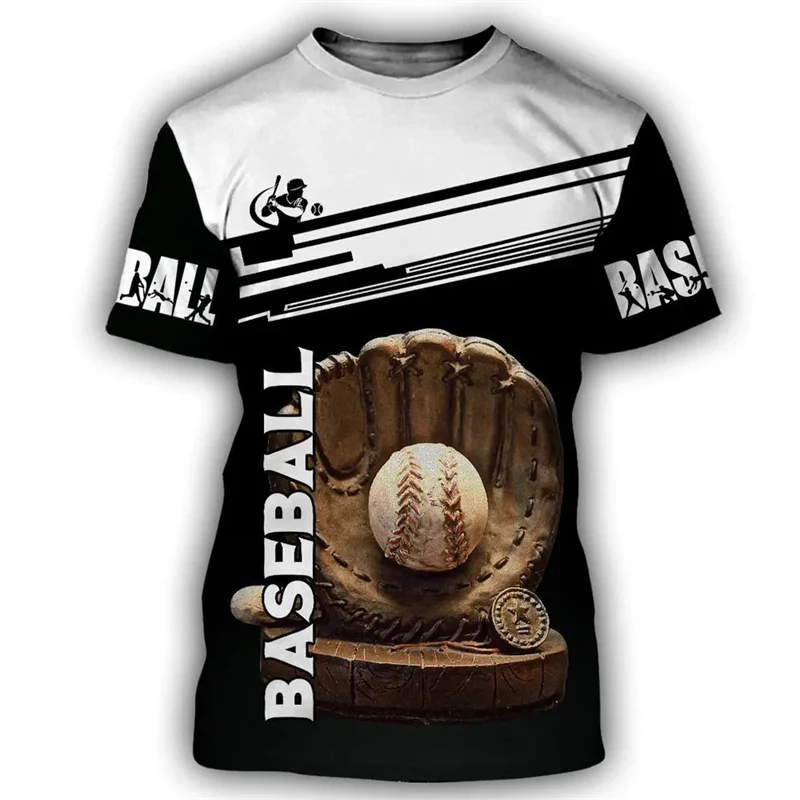 Camiseta con estampado de béisbol 3D para hombre, Tops deportivos de manga corta, camisetas informales de Fitness al aire libre, camisetas de gran tamaño para fanáticos del béisbol, Verano