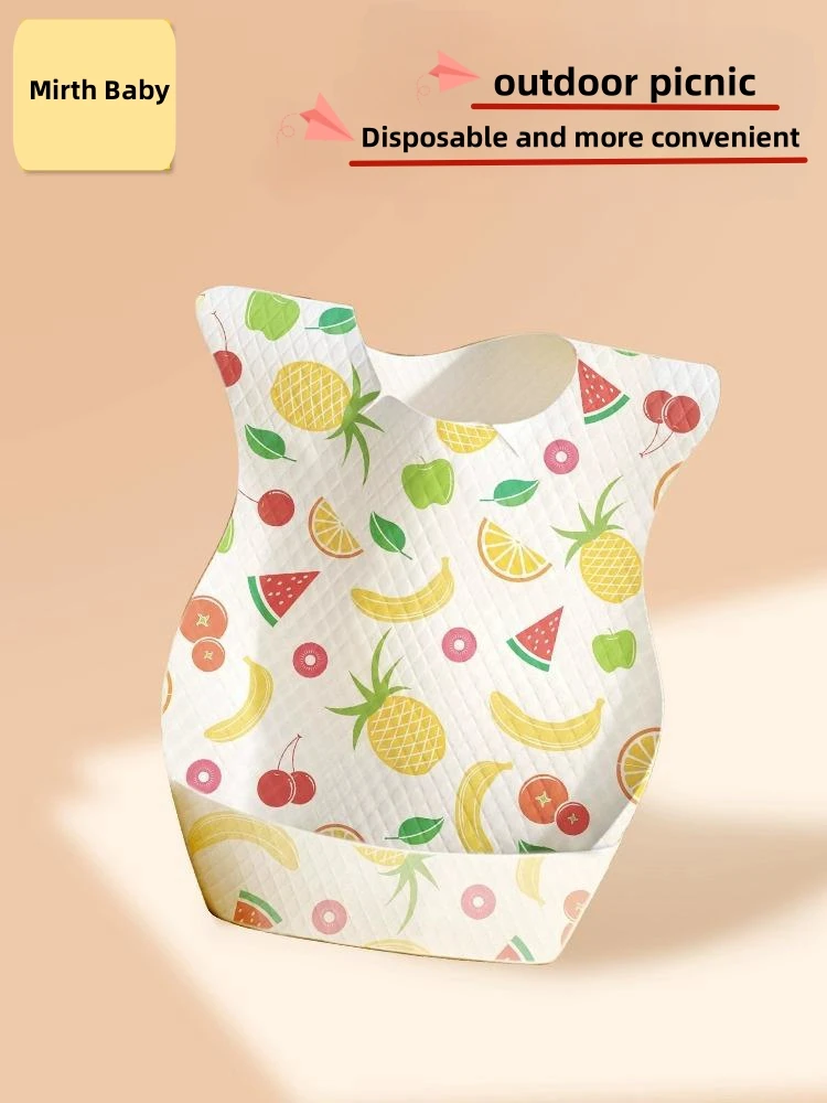 Bavoirs à imprimé de fruits pour bébés garçons et filles, serviette non tissée pour rot de bébé, bavoirs à poulet pour l\'extérieur, 30 pièces par