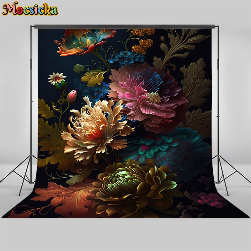 Mocsicka Floral Newborn Photography Backdrops Hand Drawn oil painting Artistic Background Photoshoots Girl Photo Prop Banner