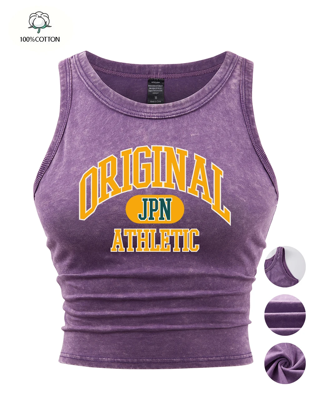 

Jpn Original Athletic Sports Prints Tank Tops Y2K Sexy Womens Cotton Washed T-Shirts Tight Thin Basic Sleeveless Summer Clothes