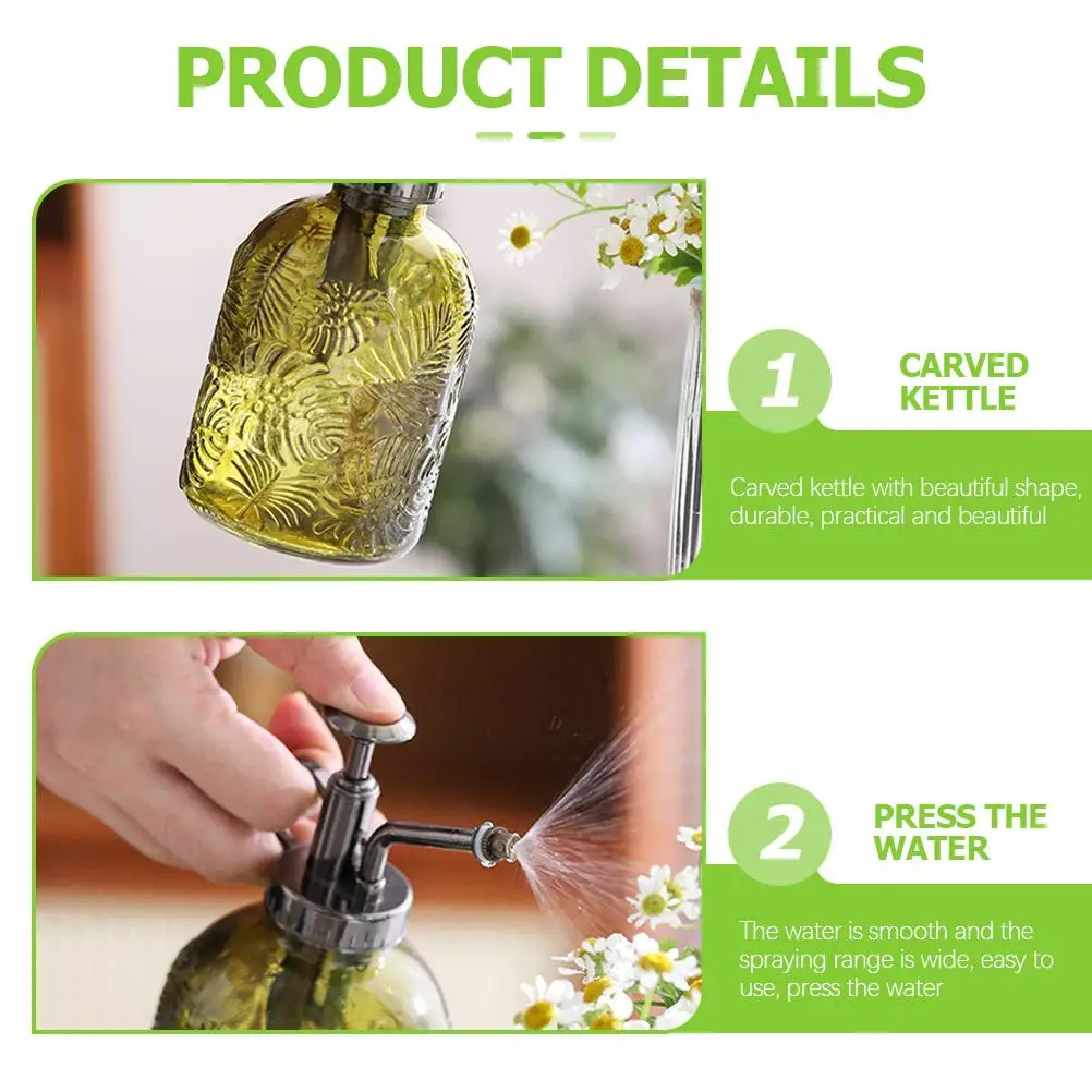 

Watering Can Spray Bottle Garden Sprayer Glass Hand Pump Plant Mister for Plants Small