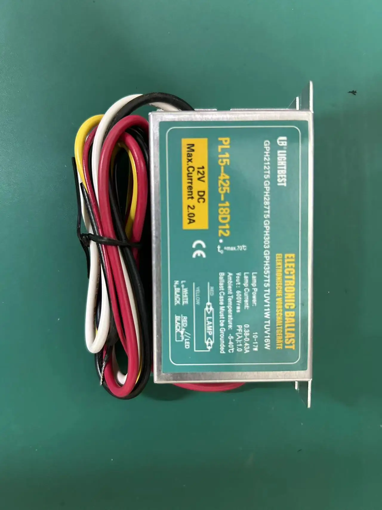 DC12V 전원 공급 장치 UV 램프 밸러스트 PL15-425-18D12 10-17W 램프 밸러스트