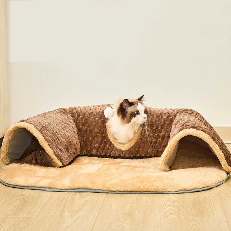 

Comfortable Soft Cat Tunnel Bed Sofa Cushion Pet Basket House for Small to Medium Cats Cozy Pet Supplies