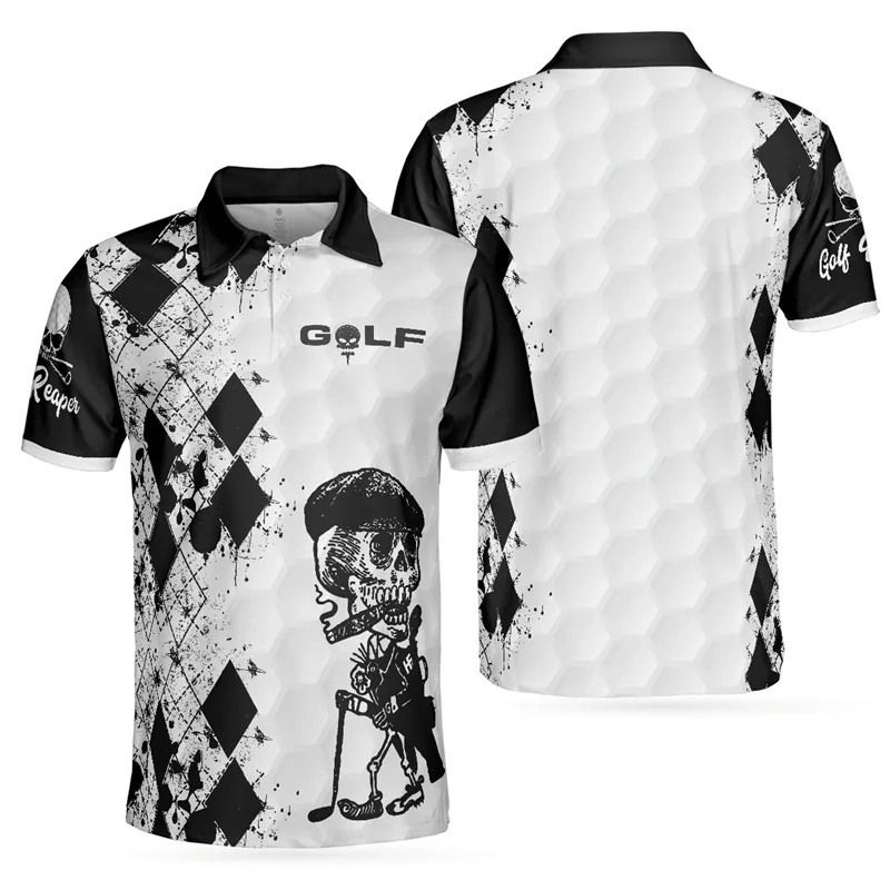 Harajuku Golf 3D Polo Shirt For Men Clothes Hot Sale Short Sleeves Tops Lapel Tee Shirts Summer Cool Streetwear Button T-shirts