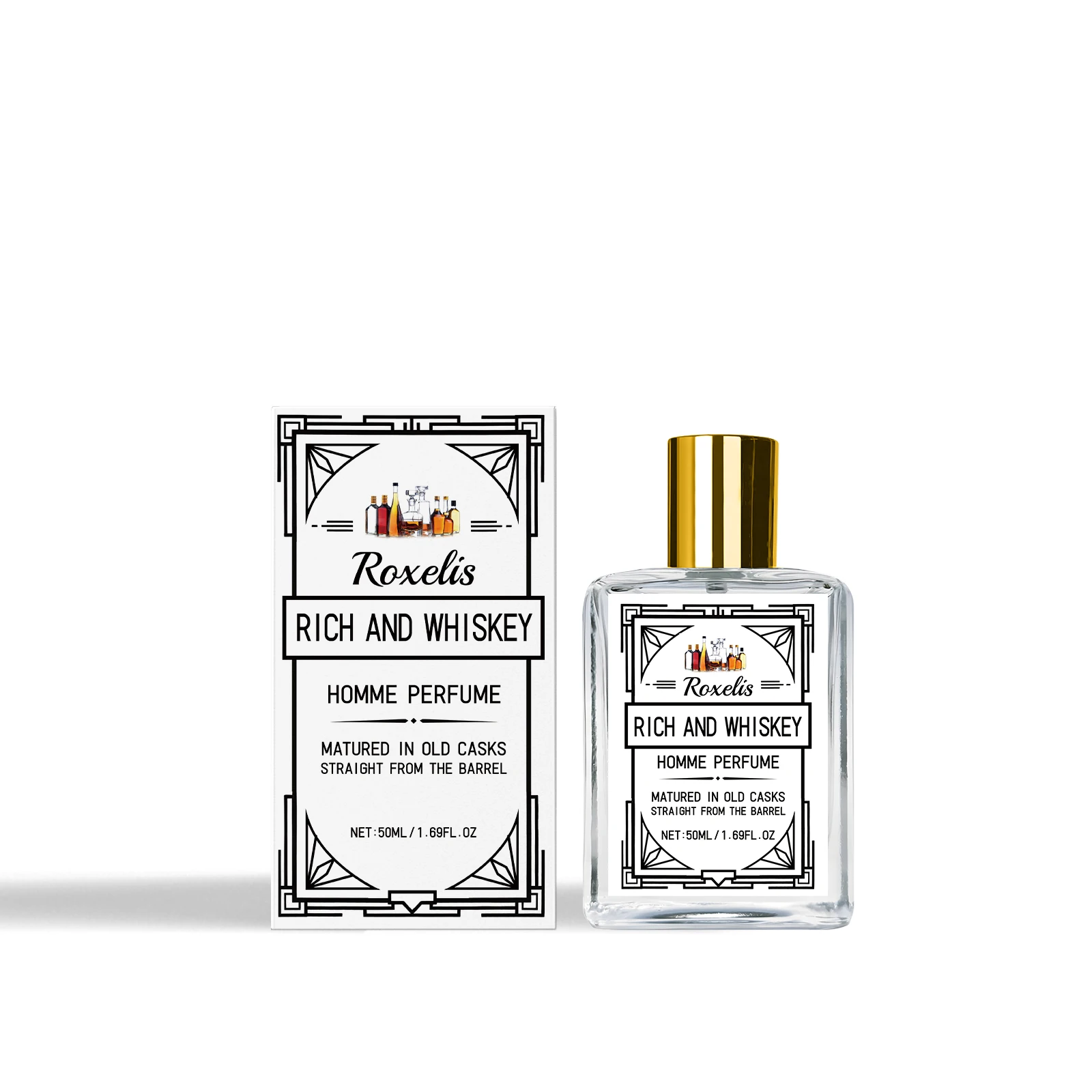 ROXELIS 50ml Bogaty i Whiskey Homme Perfume Długotrwały zapach, podkreślający osobistą urok, pewnie pokazujący styl i elegancję — zdjęcie 2