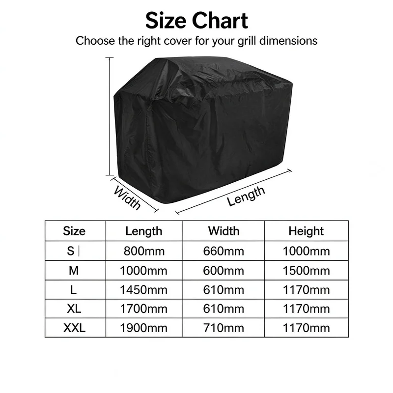 Outdoor BBQ Grill Cover Waterproof Dustproof UV Resistant Oxford Fabric Cover For Garden Barbecue