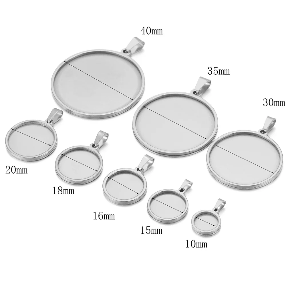 5 pièces Bases en acier inoxydable 10/15/16/18/20/30/35/40mm Cabochon camée plateau de Base lunette 
