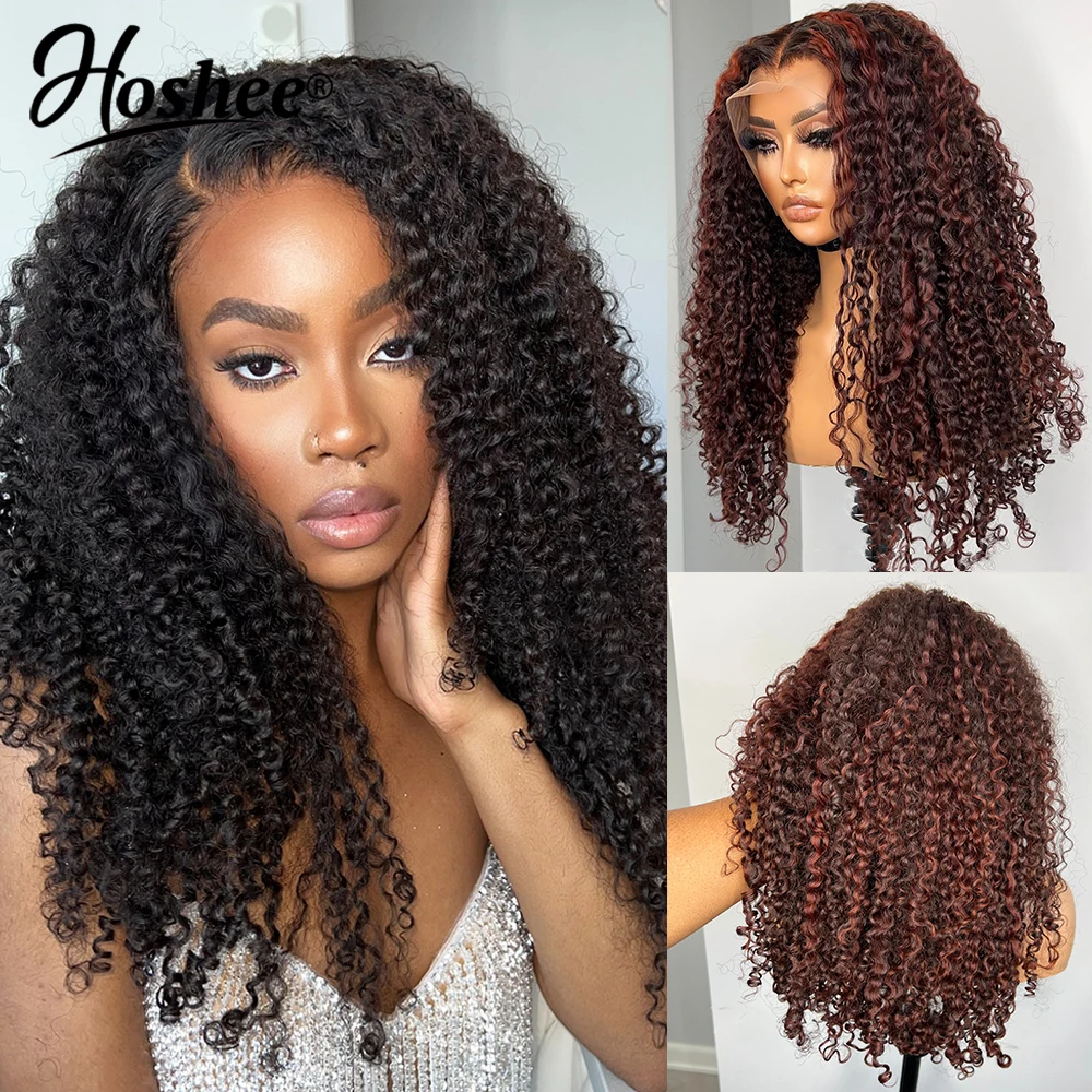 

Highlight 99j 13x4 Glueless Human Hair Wigs For Black Women Jerry Curly 4x4 Pre-Cut Lace Closure Wig 250% Brazilian Human Hair